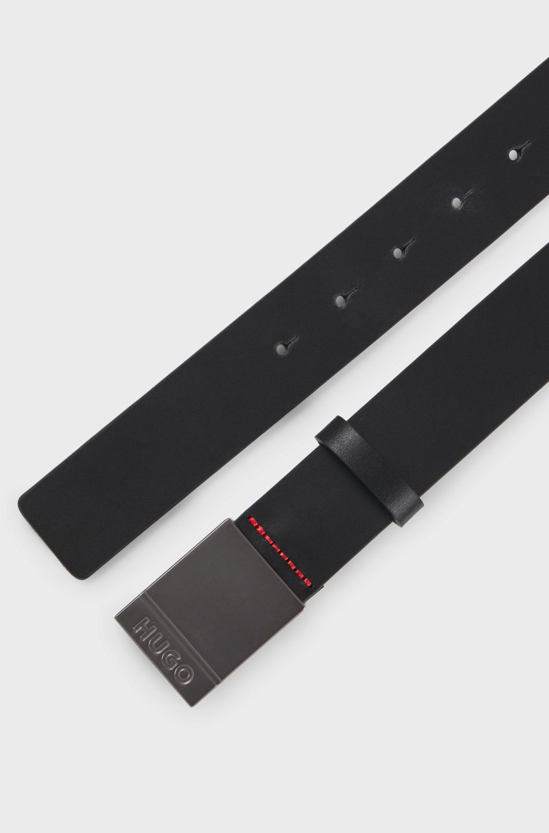 Hugo Boss Cinturón De Piel Italiana Con Hebilla Con Placa Grabada Con Logo