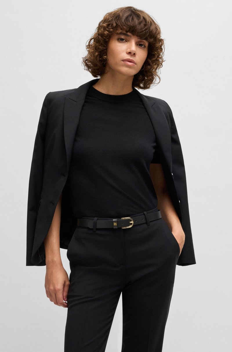 Hugo Boss Cinturón De Piel Italiana Con Hebilla Dorada