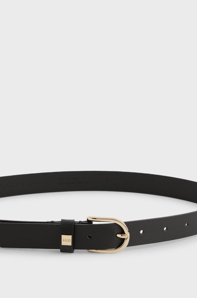 Hugo Boss Cinturón De Piel Italiana Con Hebilla Dorada