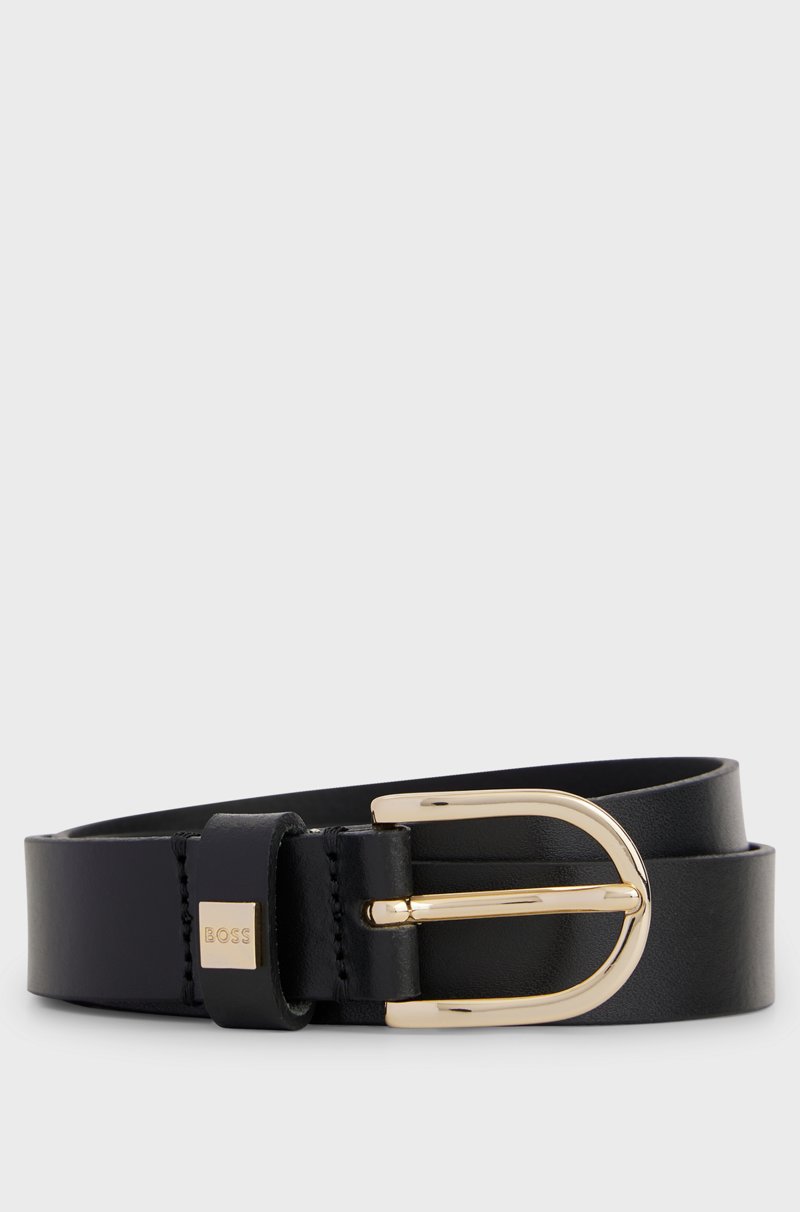 Hugo Boss Cinturón de piel italiana con hebilla dorada
