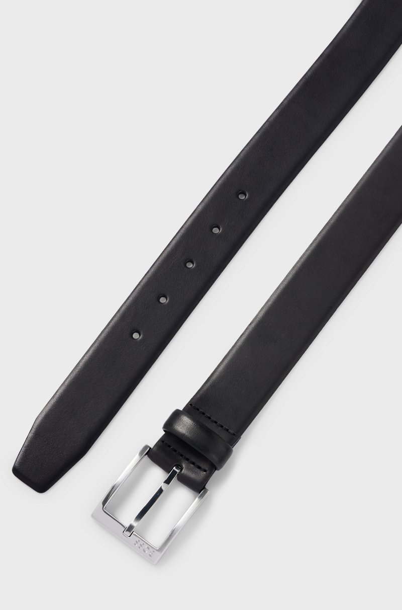 Hugo Boss Cinturón De Piel Italiana Con Hebilla Plateada