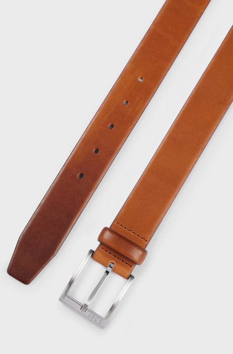 Hugo Boss Cinturón De Piel Italiana Con Hebilla Plateada