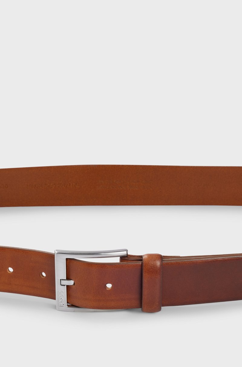 Hugo Boss Cinturón De Piel Italiana Con Hebilla Plateada