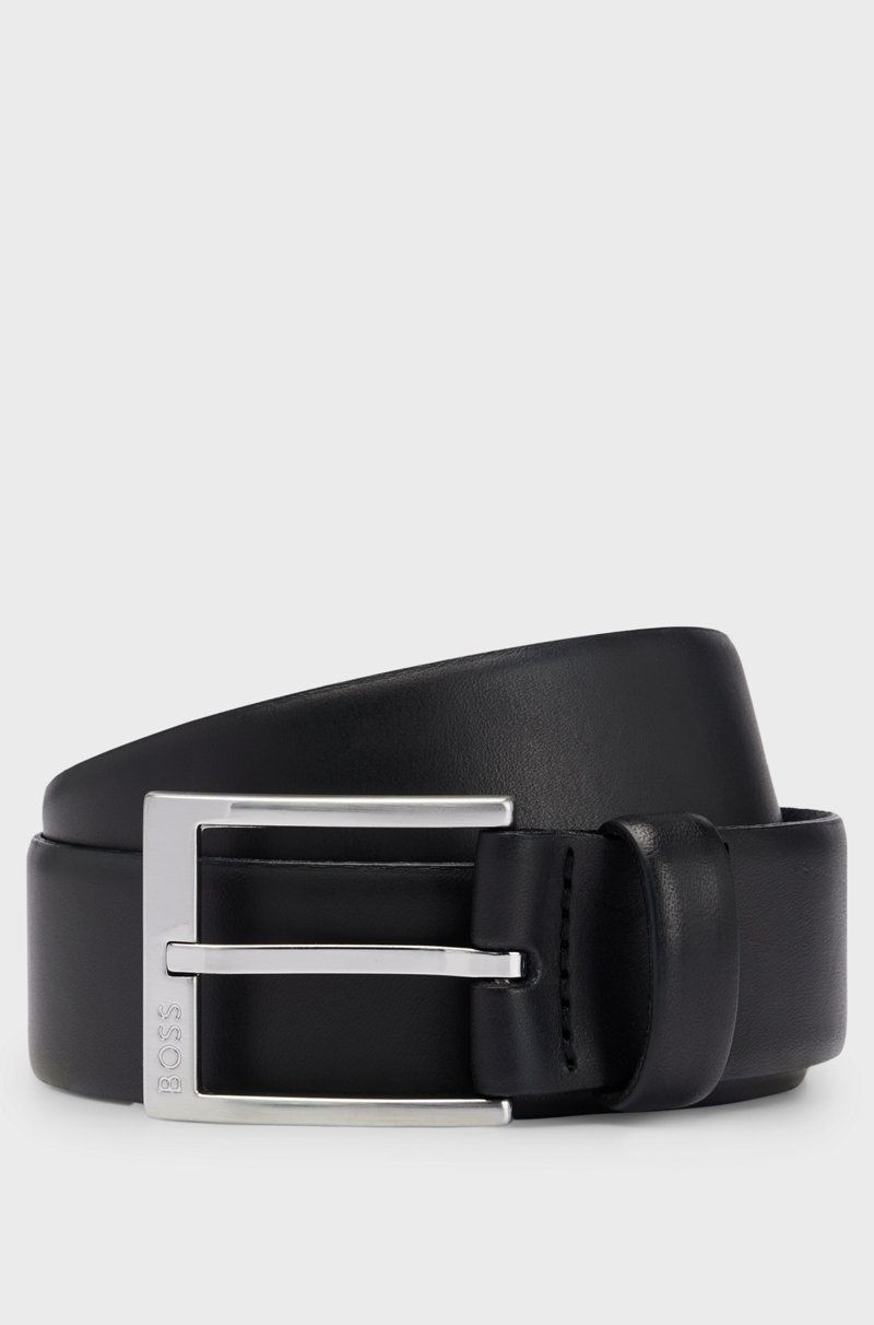 Hugo Boss Cinturón de piel italiana con hebilla plateada