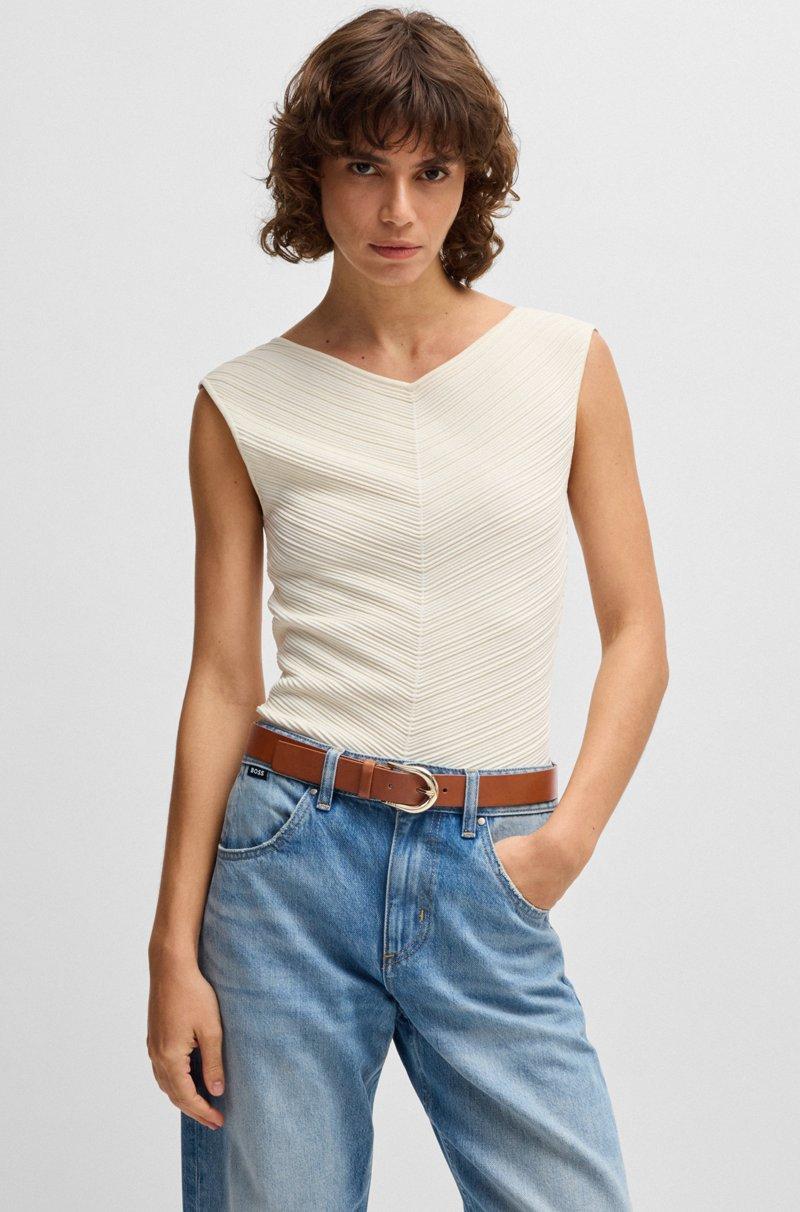 Hugo Boss Cinturón De Piel Italiana Con Hebilla Redonda