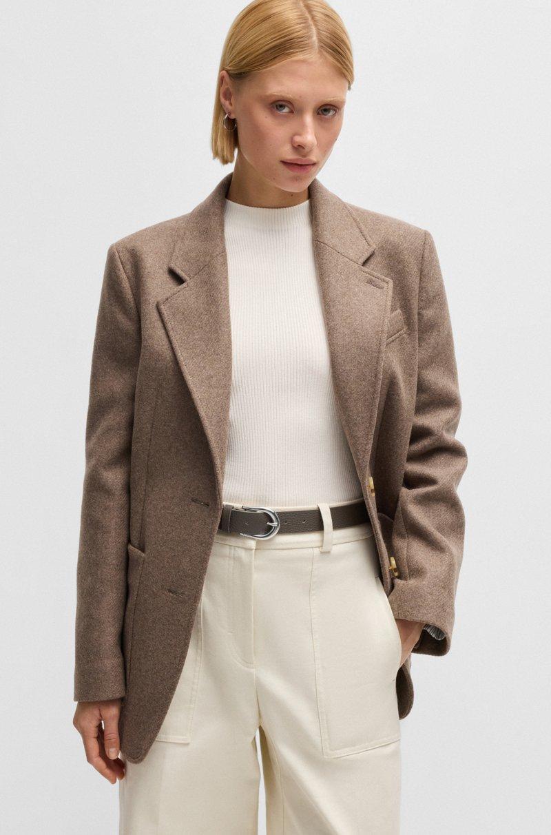 Hugo Boss Cinturón De Piel Italiana Con Herrajes Plata Pulidos