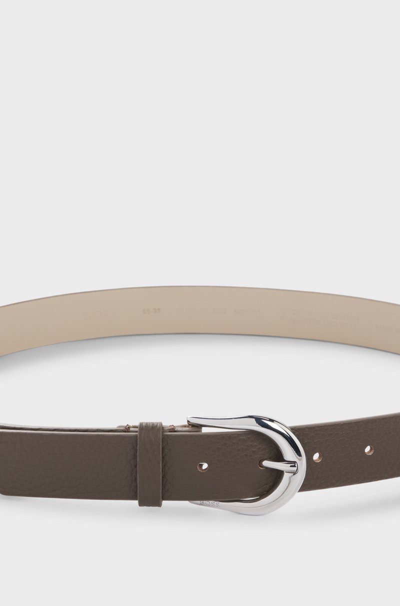 Hugo Boss Cinturón De Piel Italiana Con Herrajes Plata Pulidos