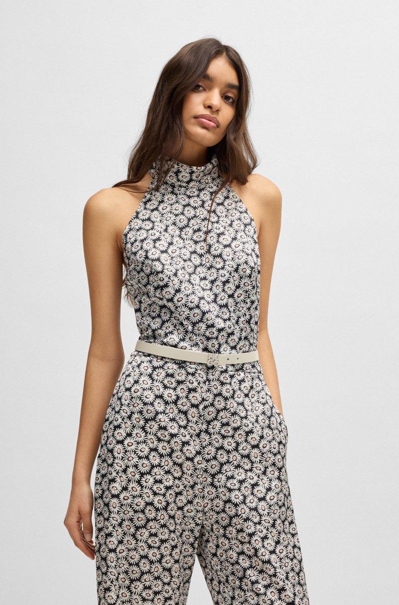 Hugo Boss Cinturón De Piel Italiana Con Logo Apilado En La Hebilla