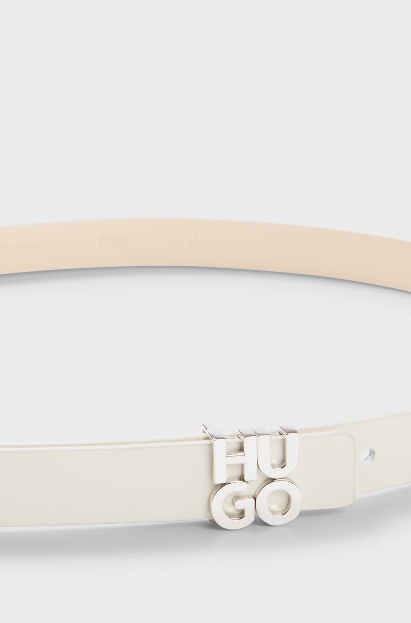 Hugo Boss Cinturón De Piel Italiana Con Logo Apilado En La Hebilla