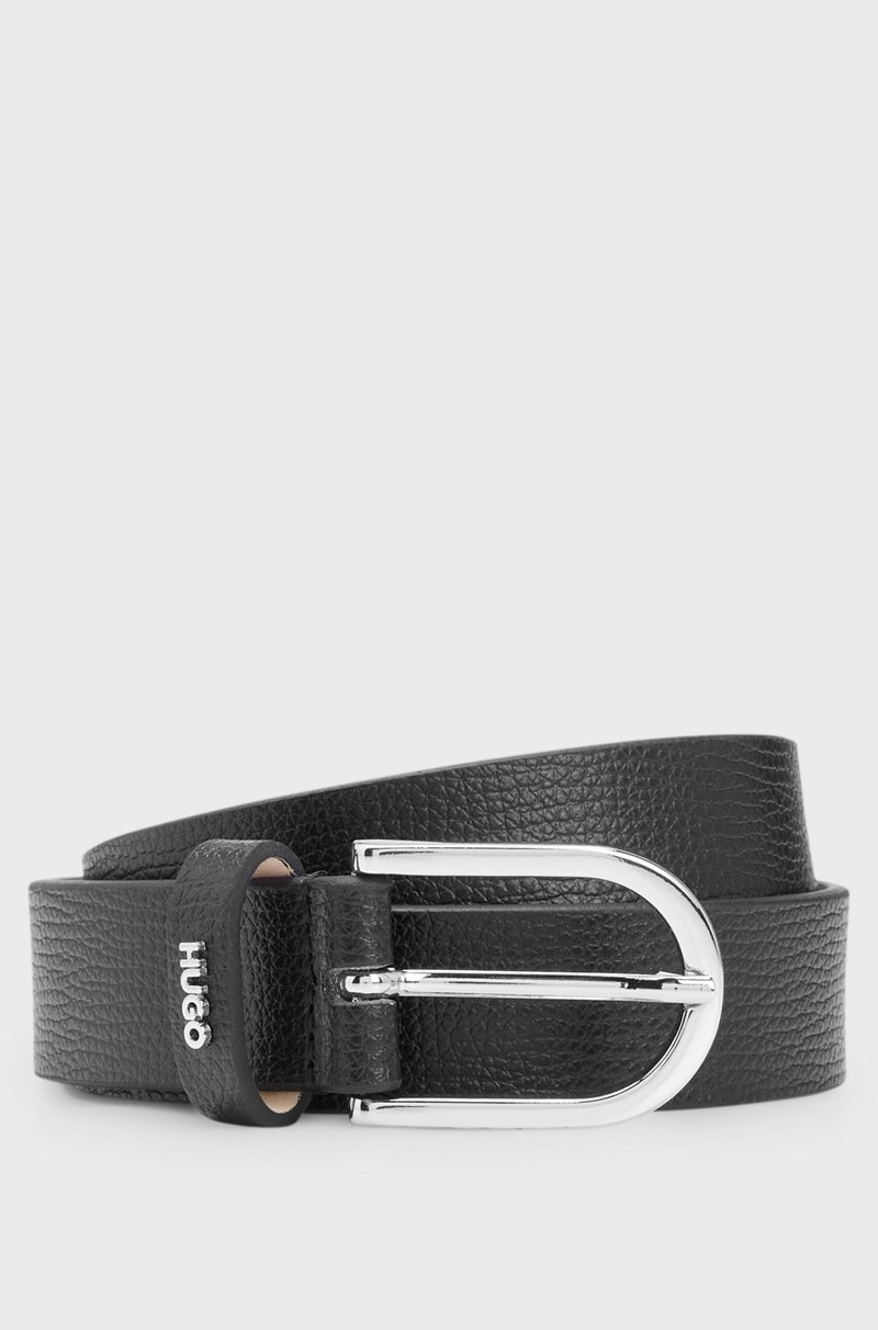 Hugo Boss Cinturón de piel italiana con logo en la trabilla