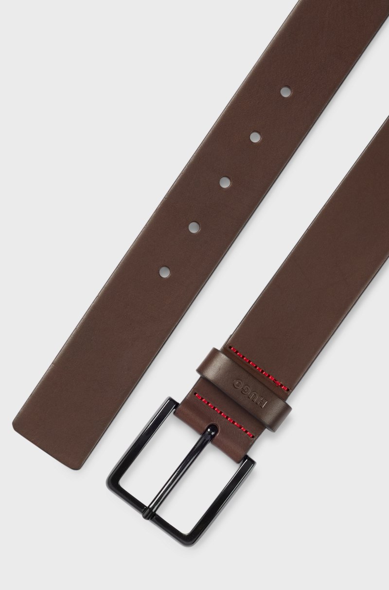 Hugo Boss Cinturón De Piel Italiana Con Logo Estampado En La Trabilla