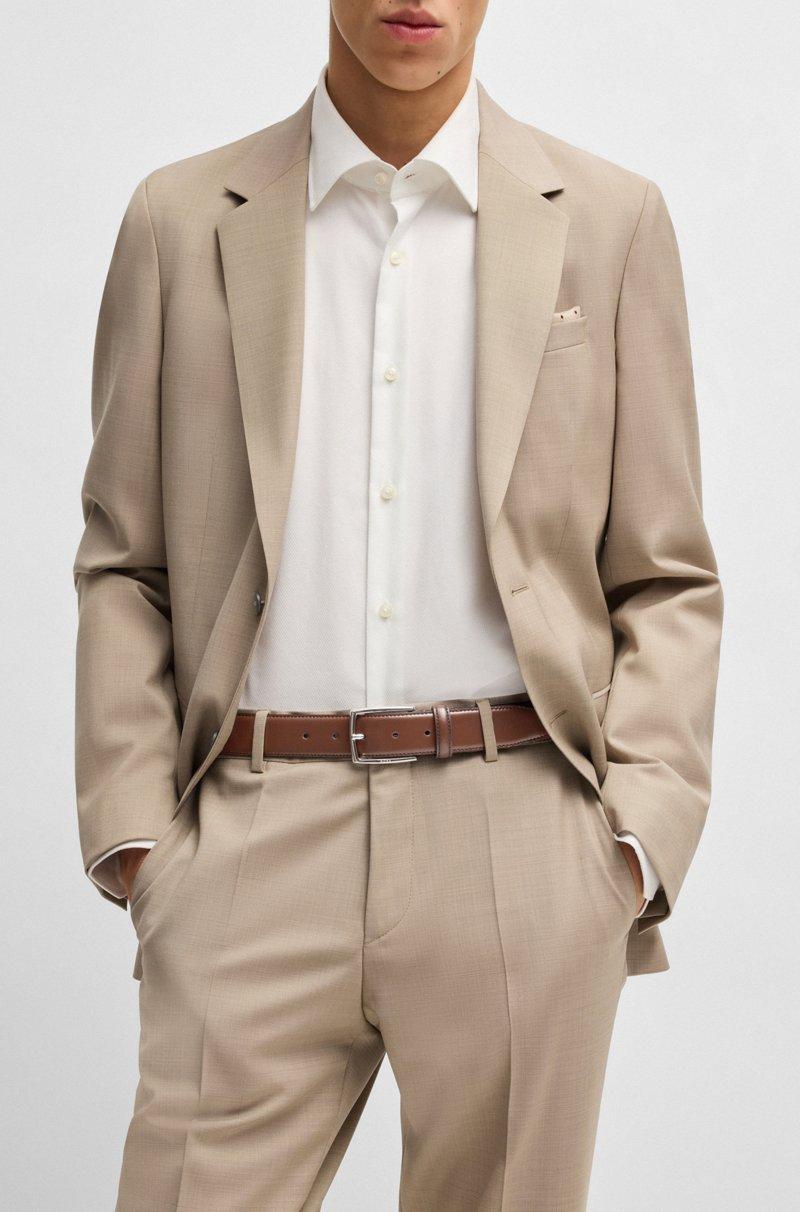 Hugo Boss Cinturón De Piel Pulida Fabricado En Italia Con Detalle De Costuras