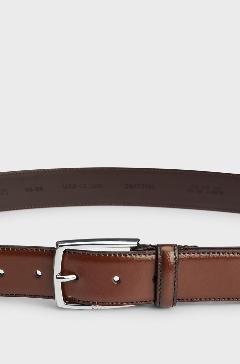 Hugo Boss Cinturón De Piel Pulida Fabricado En Italia Con Detalle De Costuras