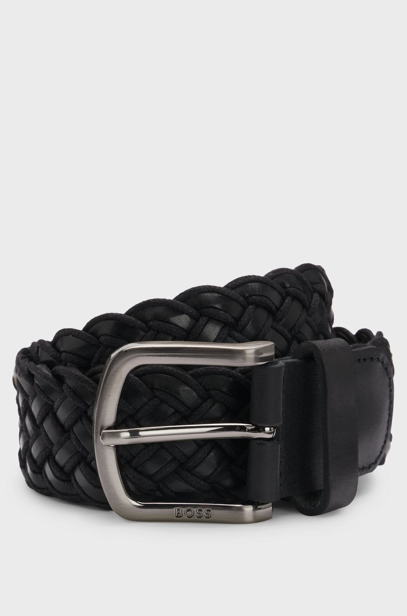 Hugo Boss Cinturón de piel trenzada con hebilla con logo