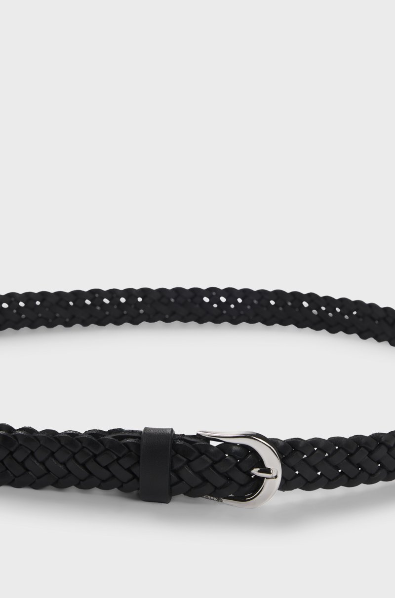 Hugo Boss Cinturón De Piel Trenzada Con Hebilla Plateada Pulida