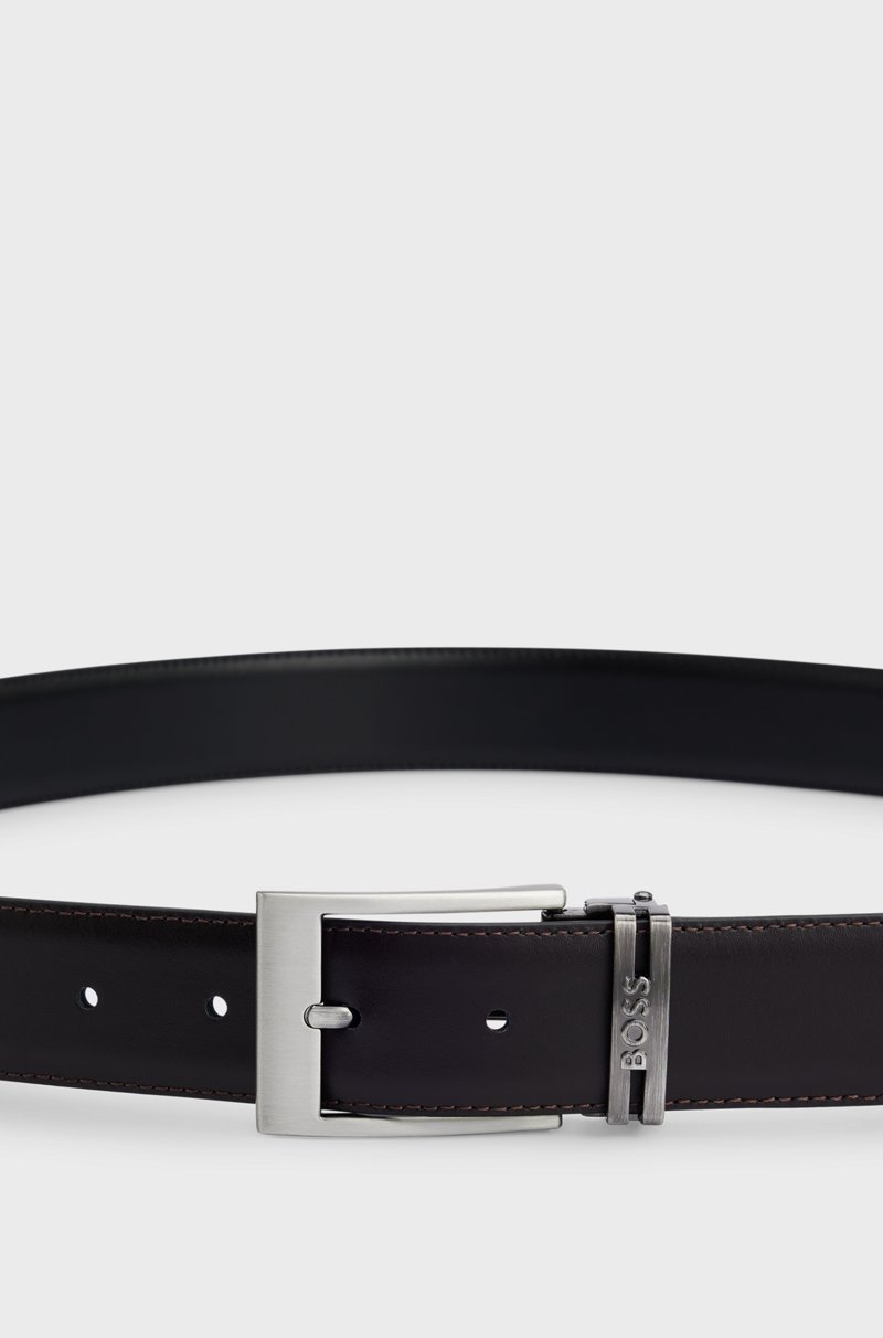 Hugo Boss Cinturón Reversible De Piel Italiana Con Detalle De La Marca En La Trabilla