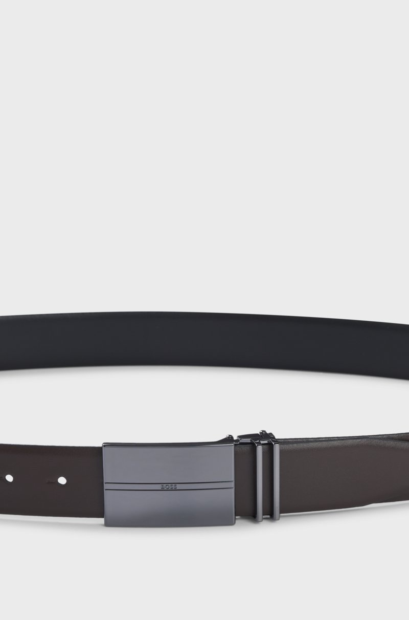 Hugo Boss Cinturón Reversible De Piel Italiana Con Hebillas Intercambiables