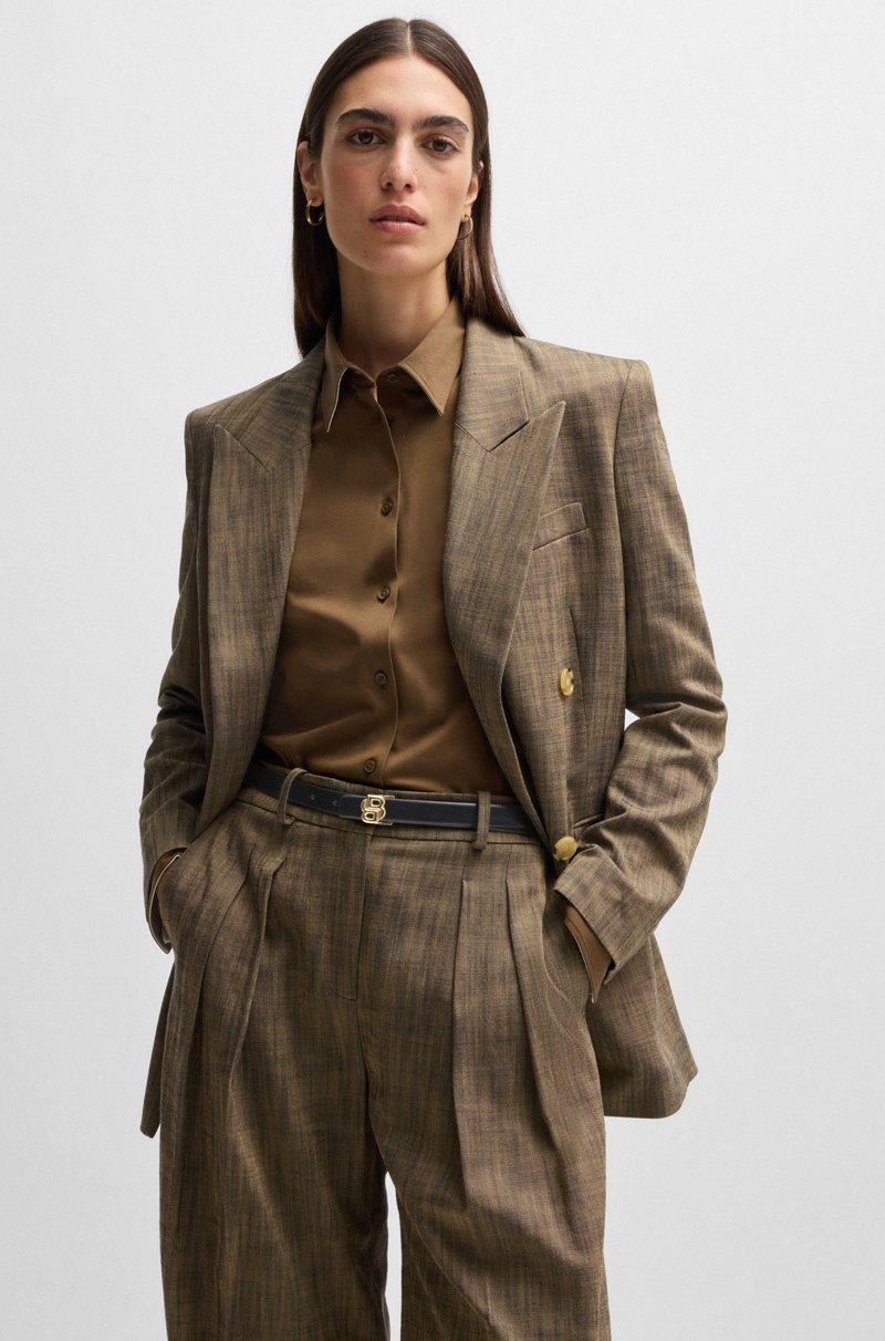 Hugo Boss Cinturón Reversible De Piel Italiana Con Monograma Double B En La Hebilla