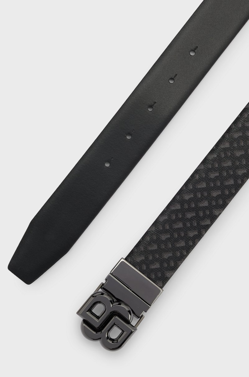 Hugo Boss Cinturón Reversible De Piel Italiana Con Monograma Double B En La Hebilla