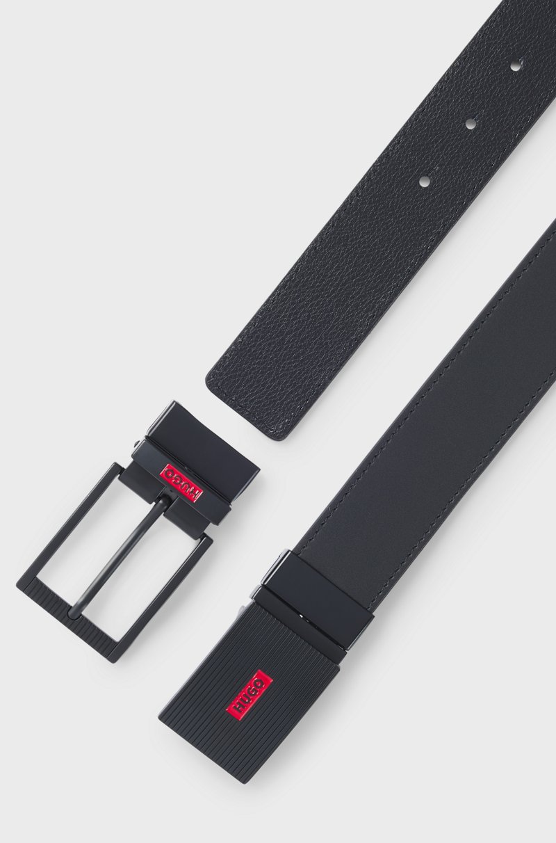 Hugo Boss Cinturón Reversible De Piel Italiana Con Una Hebilla Con Placa