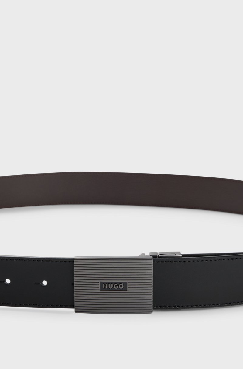 Hugo Boss Cinturón Reversible De Piel Italiana Con Una Hebilla Con Placa
