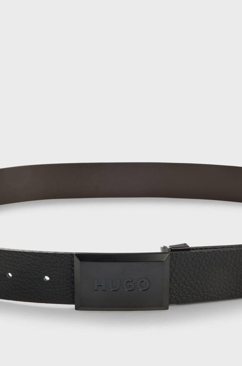 Hugo Boss Cinturón Reversible De Piel Italiana Lisa Y Con Grano