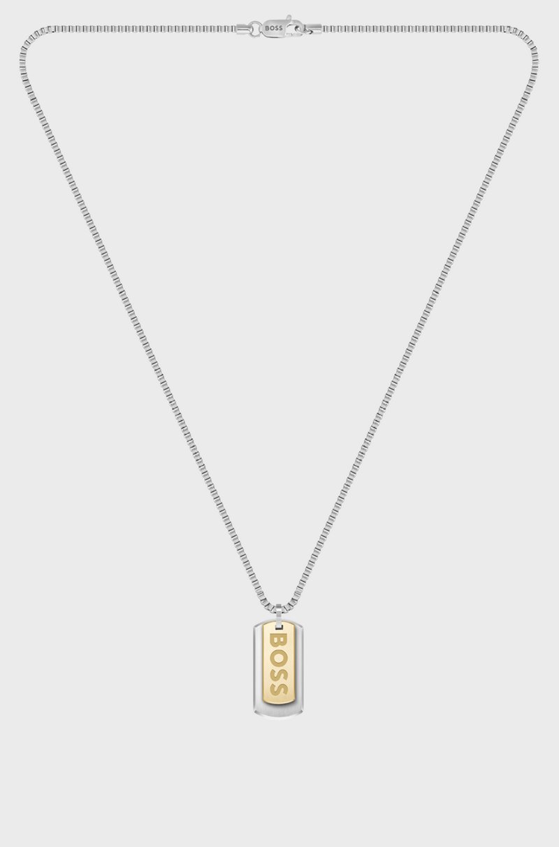 Hugo Boss Collar de cadena con colgante con doble etiqueta de la marca
