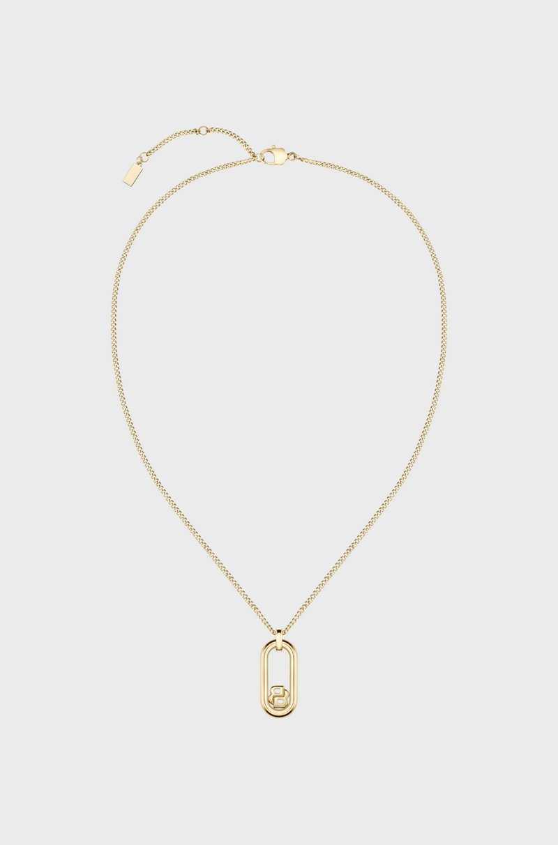 Hugo Boss Collar De Cadena Dorado Con Colgante De Monograma Double B