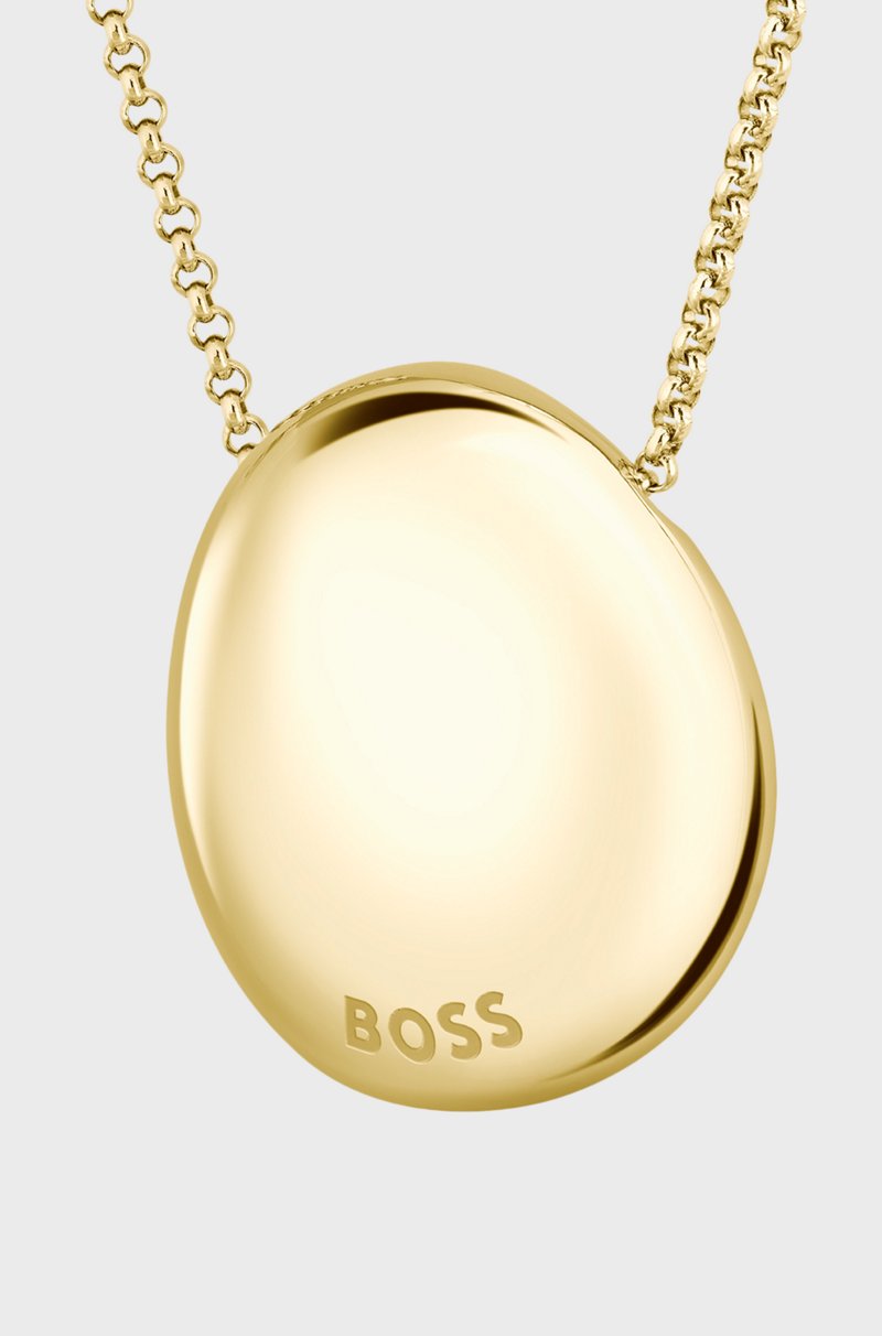 Hugo Boss Collar Dorado Con Colgante De Estilo Guijarro