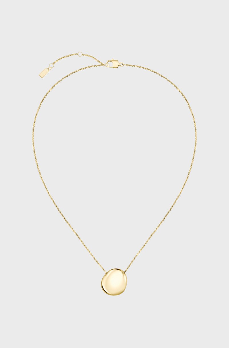 Hugo Boss Collar Dorado Con Colgante De Estilo Guijarro