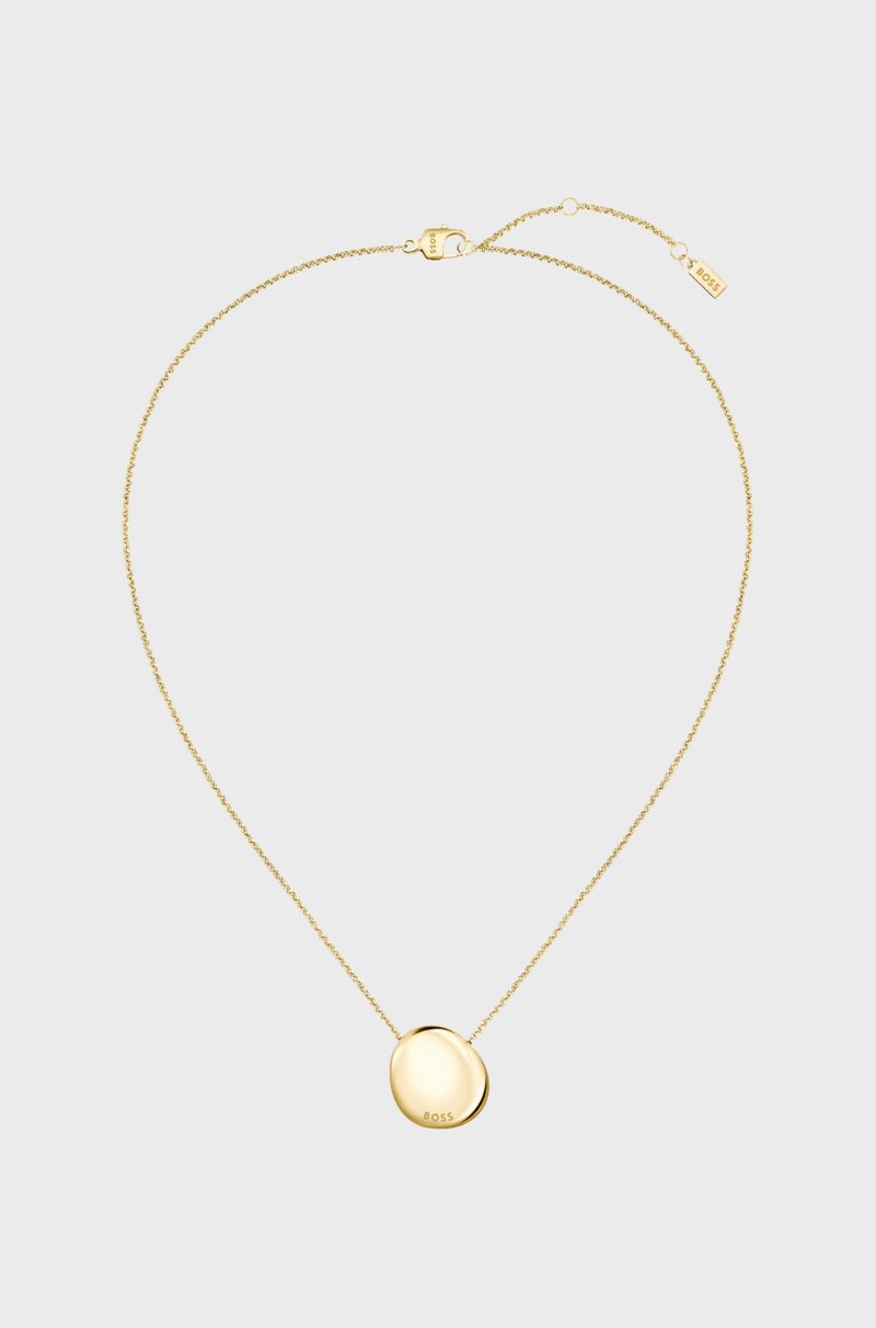 Hugo Boss Collar dorado con colgante de estilo guijarro