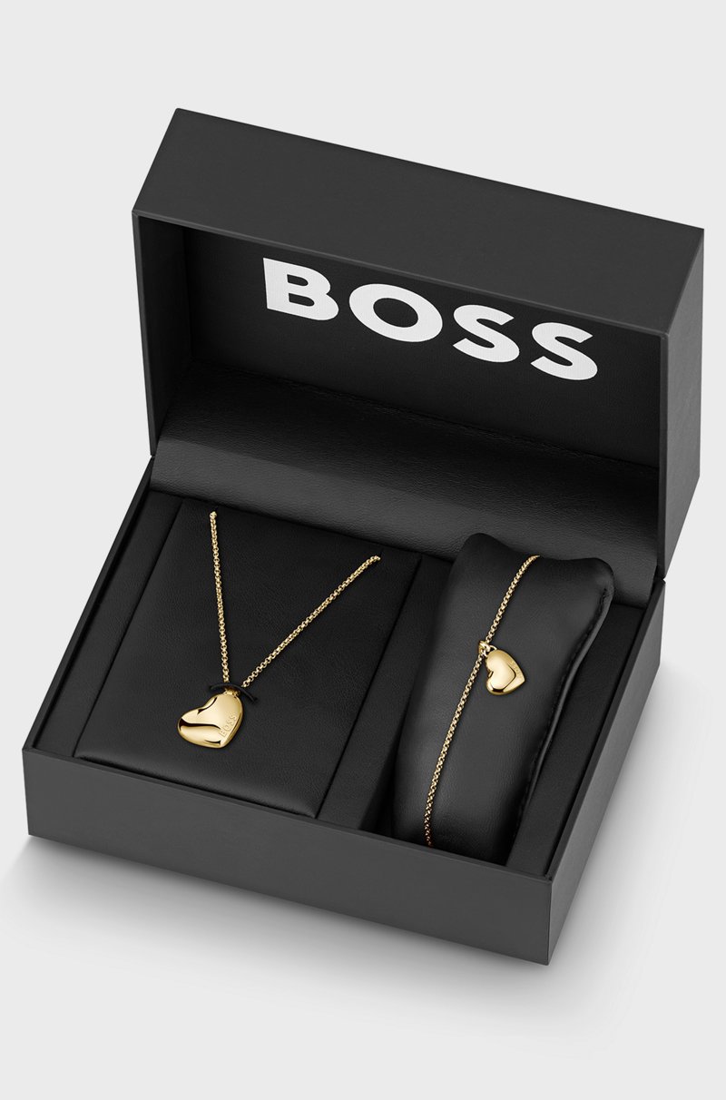 Hugo Boss Collar Y Pulsera Con Colgante De Corazón En Caja De Regalo