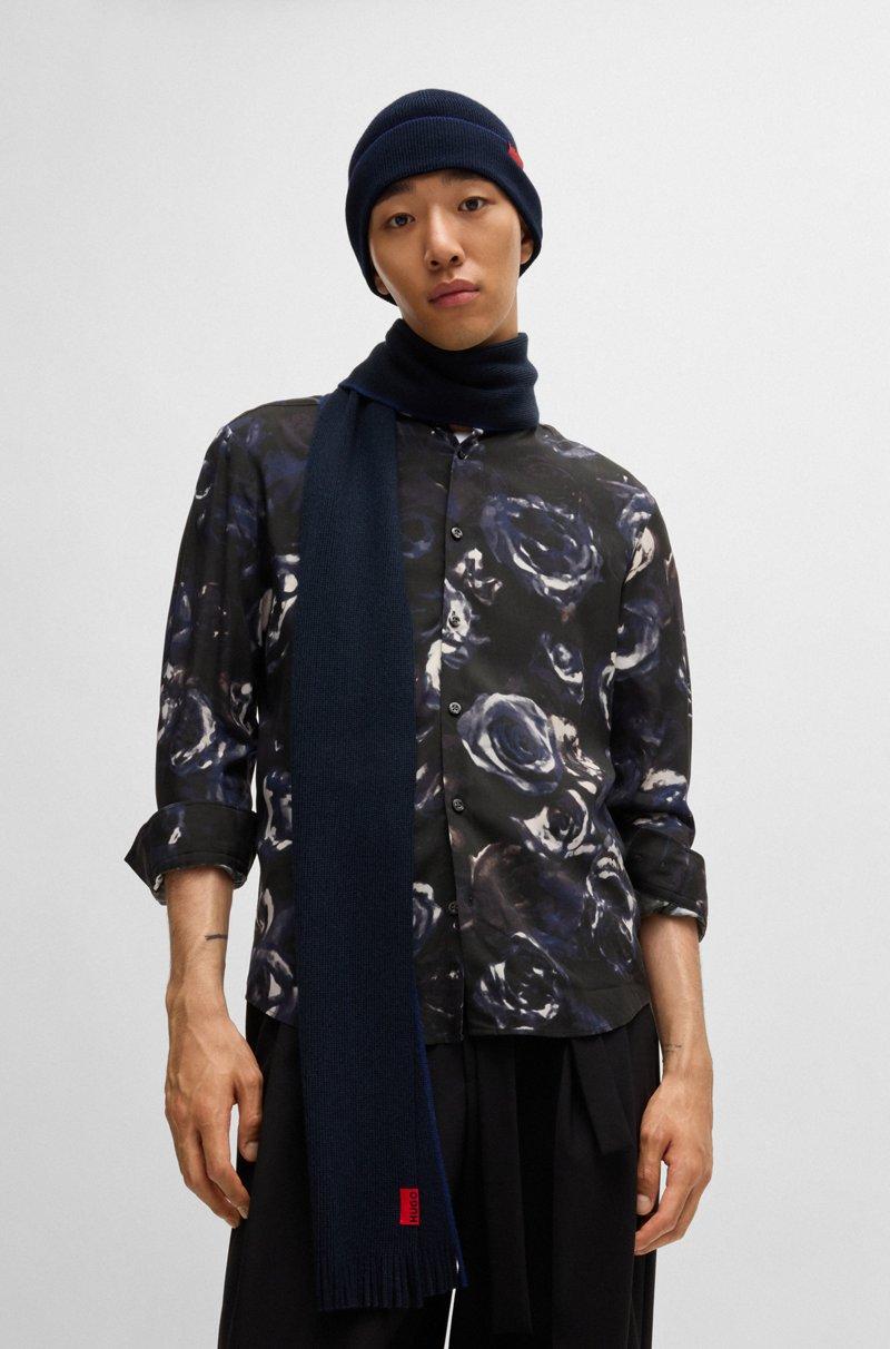 Hugo Boss Conjunto De Bufanda Y Gorro De Lana Con Etiqueta Con Logo