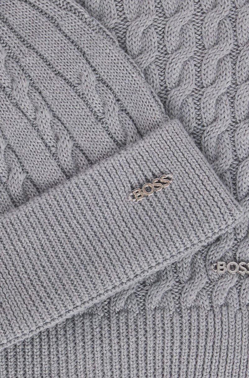 Hugo Boss Conjunto De Bufanda Y Gorro De Mezcla De Lana En Caja De Regalo