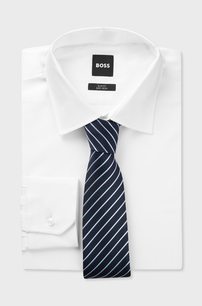 Hugo Boss Corbata A Rayas Diagonales En Jacquard De Mezcla De Seda