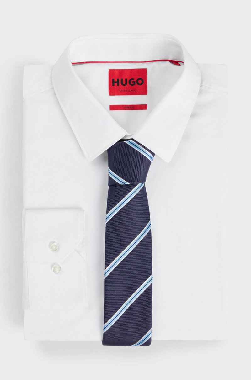 Hugo Boss Corbata De Jacquard De Seda Con Rayas En Diagonal
