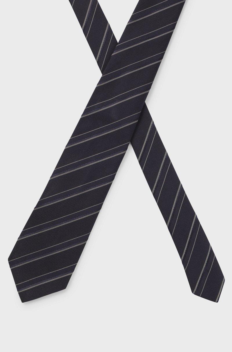 Hugo Boss Corbata De Jacquard De Seda Italiana Y Algodón A Rayas En Diagonal