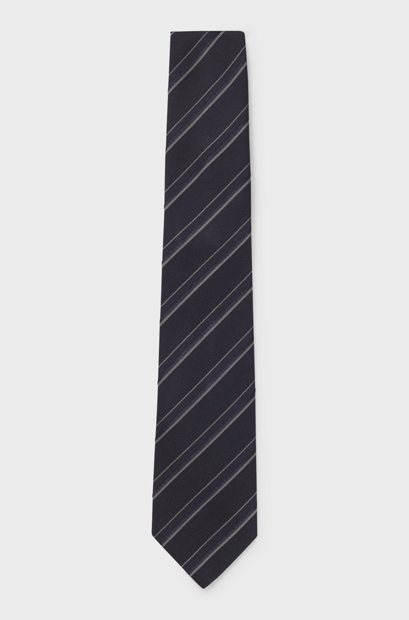 Hugo Boss Corbata de jacquard de seda italiana y algodón a rayas en diagonal