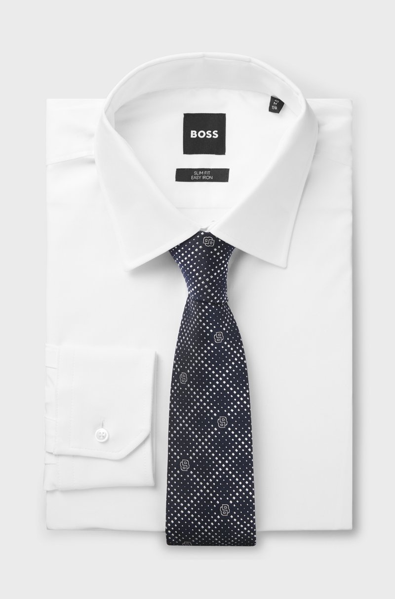 Hugo Boss Corbata De Mezcla De Seda Con Monograma Double B En Jacquard