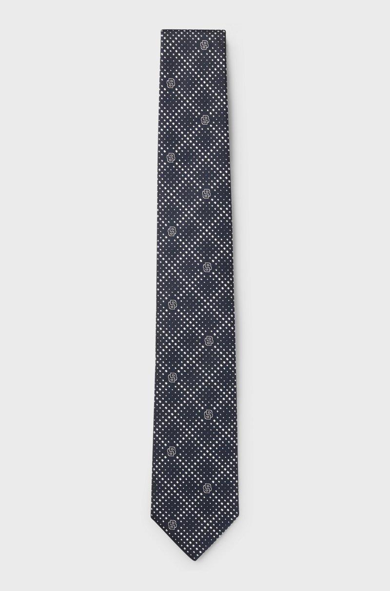 Hugo Boss Corbata de mezcla de seda con monograma Double B en jacquard