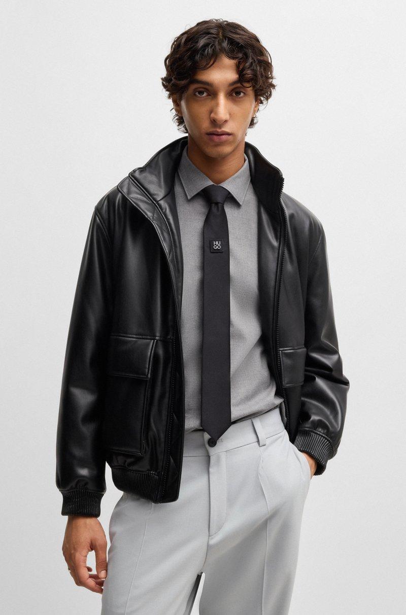 Hugo Boss Corbata Tejida En Jacquard Con Ribete Metálico De Logo De Nueva Temporada