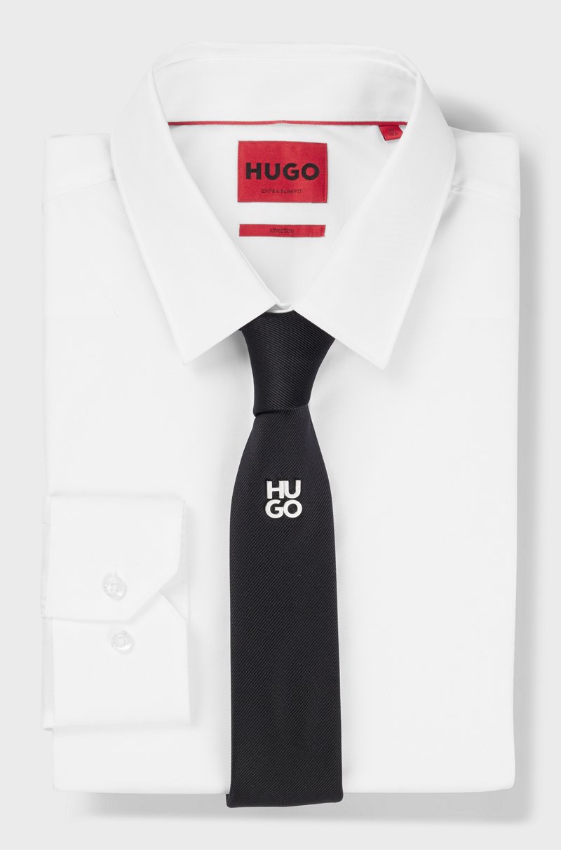 Hugo Boss Corbata Tejida En Jacquard Con Ribete Metálico De Logo De Nueva Temporada