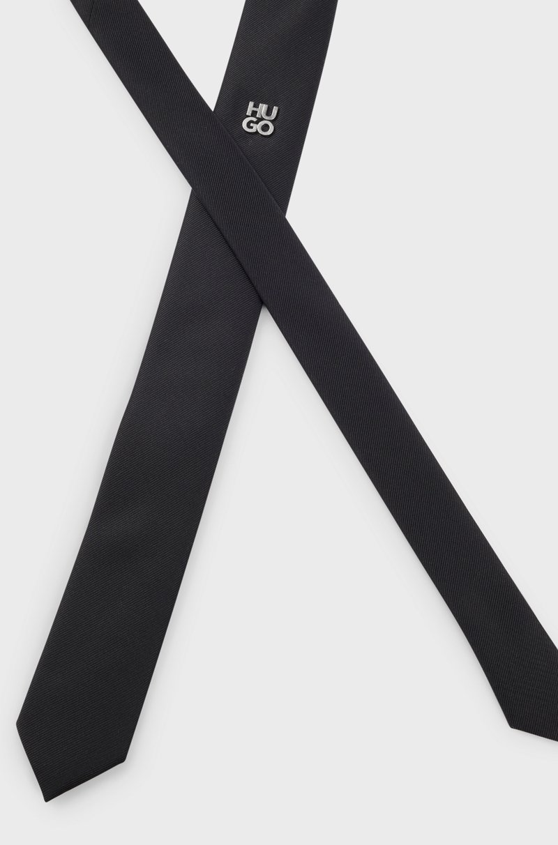 Hugo Boss Corbata Tejida En Jacquard Con Ribete Metálico De Logo De Nueva Temporada