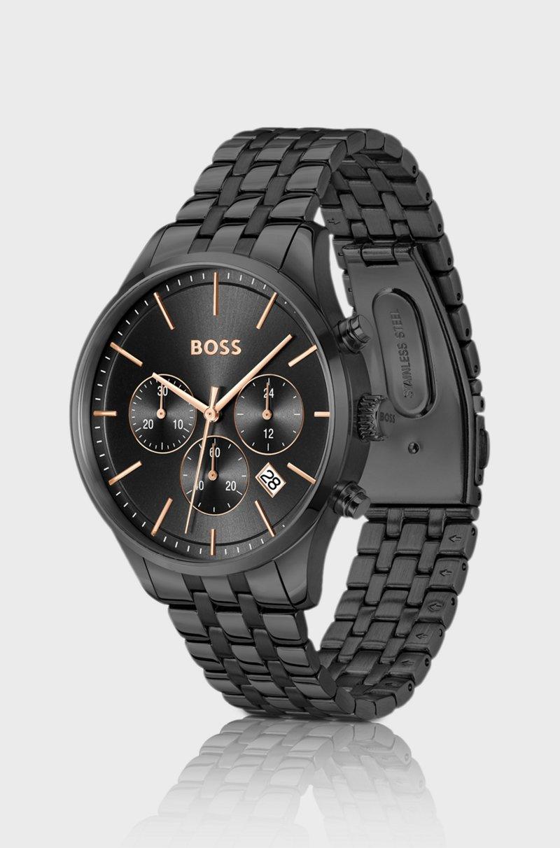 Hugo Boss Cronógrafo Chapado En Negro Con Pulsera De Eslabones