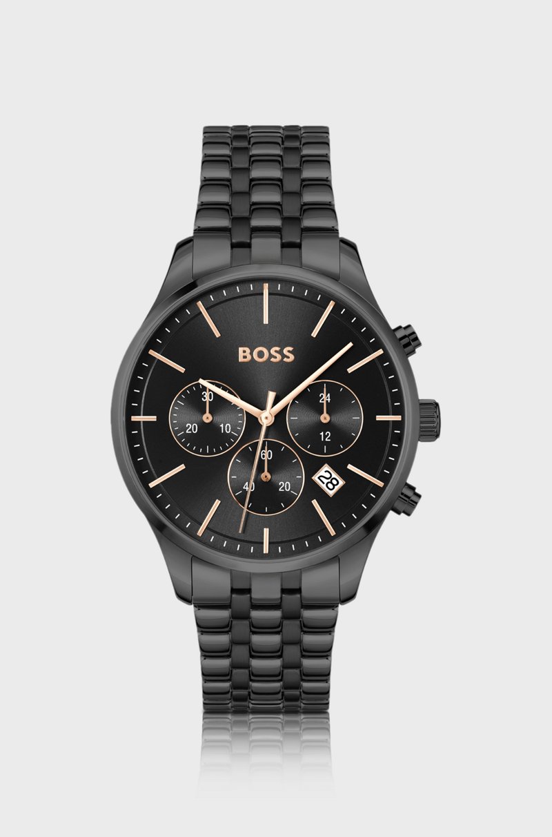 Hugo Boss Cronógrafo chapado en negro con pulsera de eslabones