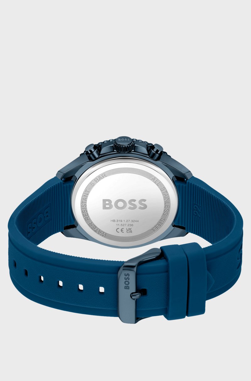 Hugo Boss Cronógrafo Con Correa De Silicona Azul Y Esfera Tonal