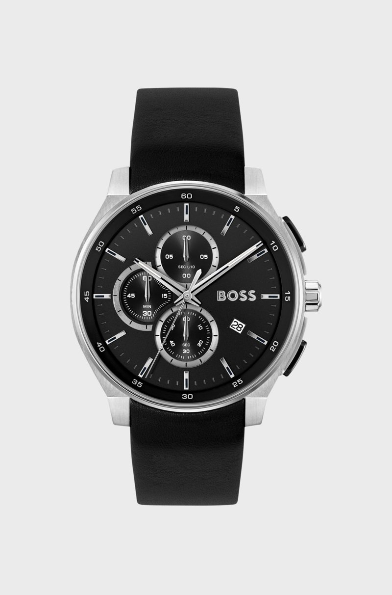 Hugo Boss Cronógrafo con esfera mate a capas y correa de piel