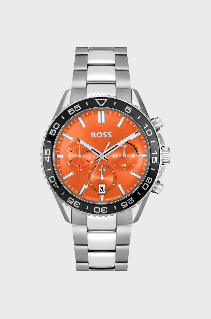 Hugo Boss Cronógrafo con esfera naranja y pulsera de eslabones