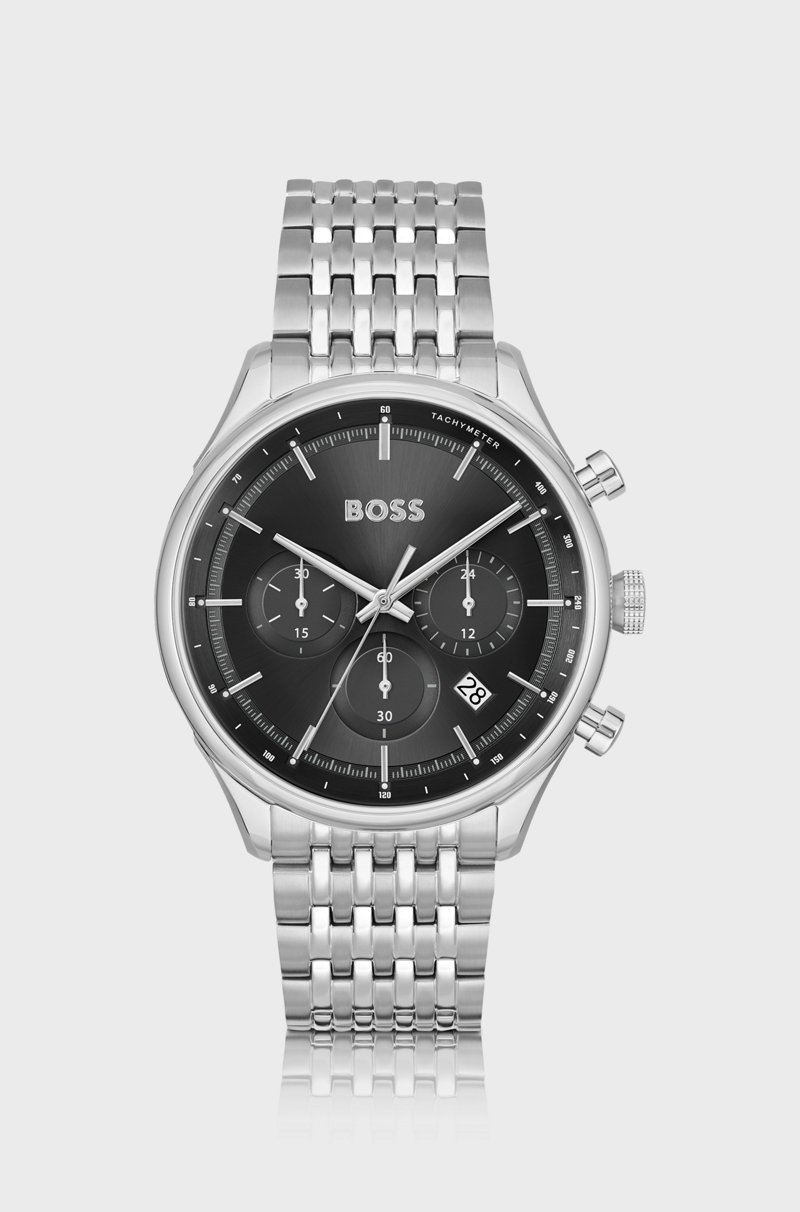 Hugo Boss Cronógrafo con esfera negra y pulsera de eslabones