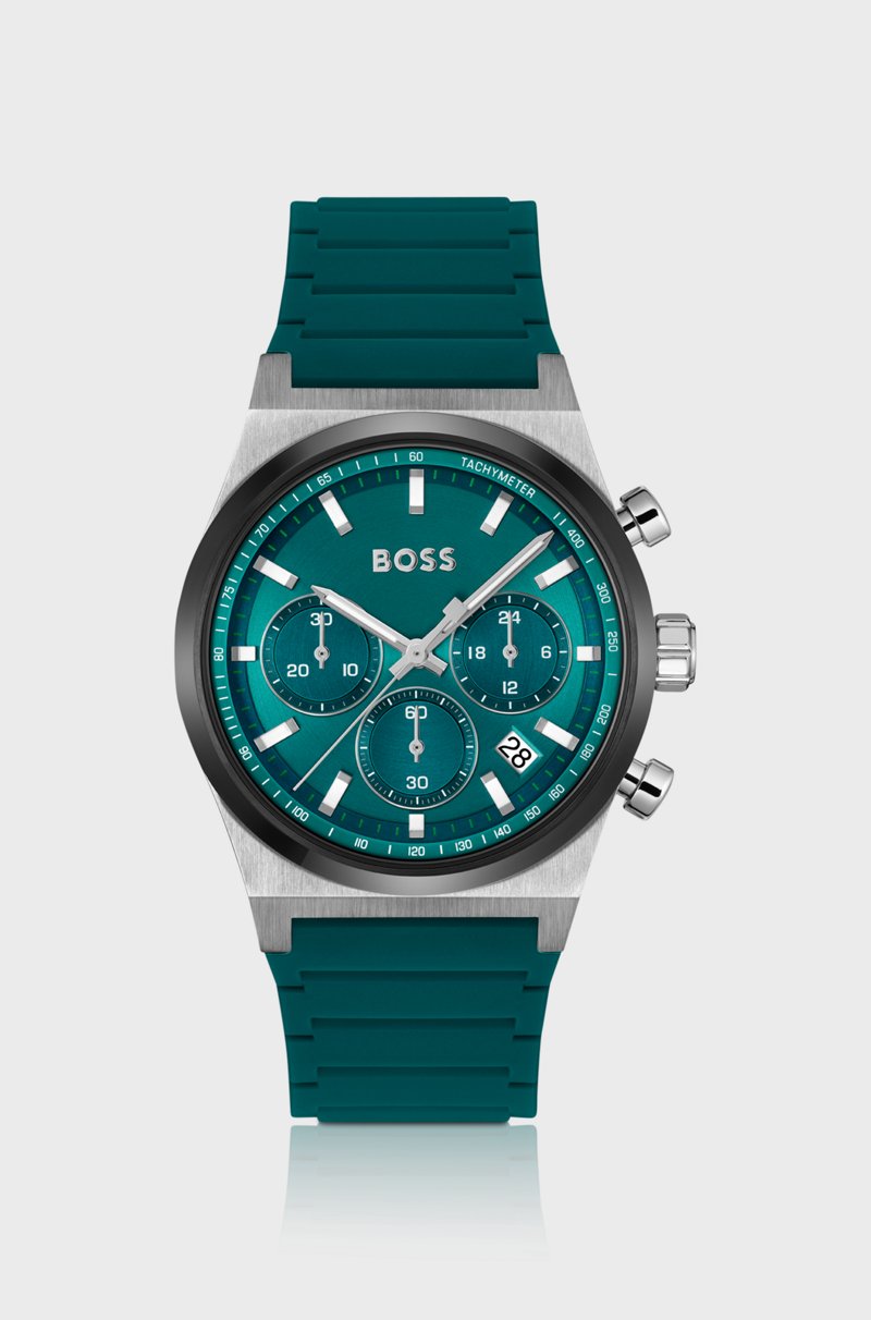 Hugo Boss Cronógrafo Con Esfera Verde Y Correa De Silicona